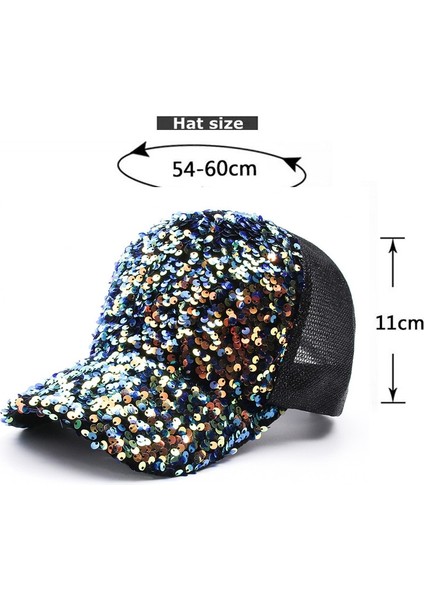 Siyah Gökkuşağı Sequins Beyzbol Şapkası Kadınlar Içın Yaz Pamuk Şapka Kızlar Snapback Hip Hop Şapka Gorras Casquette Bones Kız Parti Şapkası (Yurt Dışından)