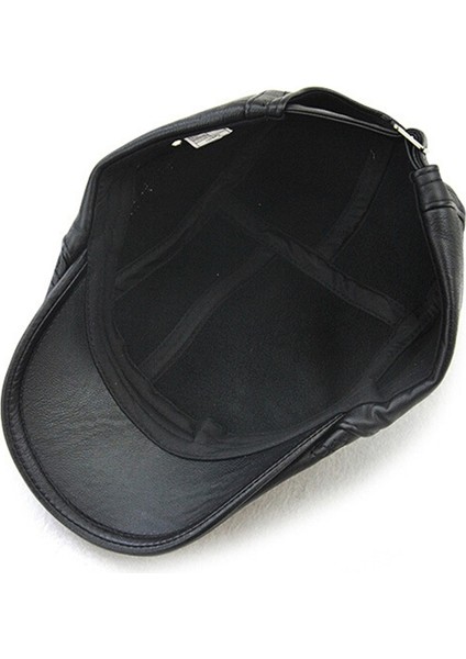Siyah Bahar Erkek Şapka Suni Deri Bere Şapka Casquette Kap Şapkalar Erkekler Içın Eşlikler Eş Şapkası Gorras Planas Düz Kapaklar Pu (Yurt Dışından) fırsatları