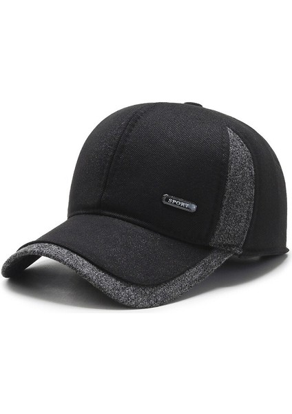 Siyah Moda Sonbahar Kış Yaşlılar Beyzbol Şapkası Erkek Hip Hop Kapakları Orta Yaşlı ve Yaşlı Sıcak Baba Şapkaları Kalınlaşmış Yaşlı Kapaklar Gelgit (Yurt Dışından)