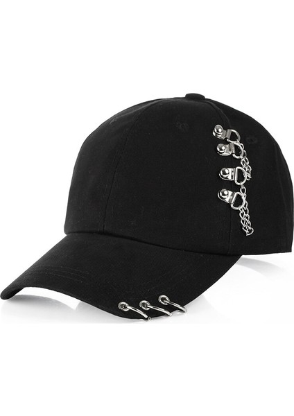 Siyah Hip Hop Erkek Kadın Beyzbol Şapkası Yüzük ile Kpop Kore Snapback Kap Yaz Erkek Kız Açık Seyahat Ayarlanabilir Eş Şapkaları Garros (Yurt Dışından)