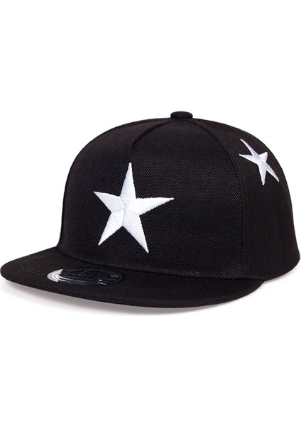 Siyah Moda Ilkbahar ve Yaz Çocuk Beyzbol Şapkası Pamuklu Hip Hop Şapkalar Açık Eş Şapkası Beş Köşeli Yıldız 3D Nakış Şapkaları Snapback Şapka (Yurt Dışından)