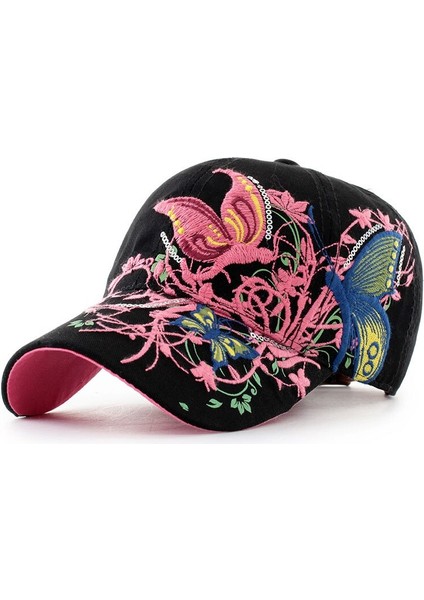 Kırmızı Ilkbahar Yaz Nakış Çıçek Beyzbol Şapkası Moda Kelebek Çıçek Kadın Şapka Rahat Açık Vizör Snapback Kapaklar Eş Şapkaları (Yurt Dışından)