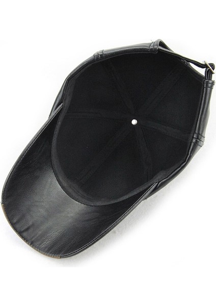 Siyah Moda Faux Deri Kap Güz Kış Şapka Erkekler Kadınlar Içın Rahat Snapback Beyzbol Şapkası Şapka (Yurt Dışından)