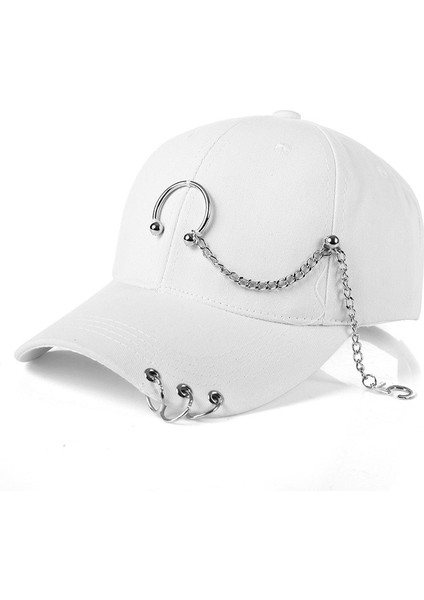 Beyaz Halka Zincir Kafatası Nakış Snapback Moda Spor Şapkalar Panama Unisex Pamuk Açık Beyzbol Şapkası Erkekler Kadınlar Içın Kap (Yurt Dışından) modelleri