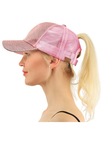 Pembe Düz Renk Glitter At Kuyruğu Beyzbol Şapkası Kadın Yaz Doğa Sporları Örgü Ince Parlak Snapback Şapka Dağınık Topuz Hip Hop Eş Şapkaları (Yurt Dışından) fiyatları