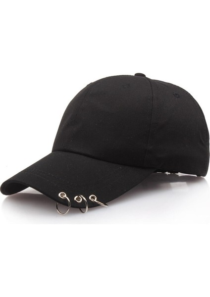 Siyah Moda Halka Daire Kadın Beyzbol Şapkası Erkekler Içın Ilkbahar Yaz Hip Hop Snapback Şapka Erkek Ayarlanabilir Visor Kpop Kore Eş Şapkaları (Yurt Dışından)