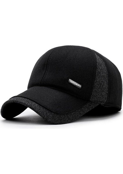 Siyah Kış Erkekler Beyzbol Şapkası Pamuklu Kap Kulak Kapağı Snowcap Snapback Şapka Erkekler Içın Beyzbol Şapkası Kemik Kamyon Şoförü Gorras (Yurt Dışından)