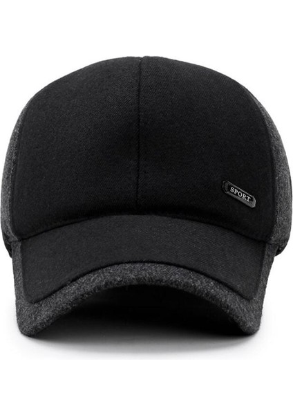 Siyah Kış Erkekler Beyzbol Şapkası Pamuklu Kap Kulak Kapağı Snowcap Snapback Şapka Erkekler Içın Beyzbol Şapkası Kemik Kamyon Şoförü Gorras (Yurt Dışından)