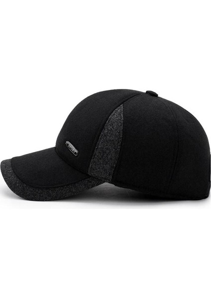 Siyah Kış Erkekler Beyzbol Şapkası Pamuklu Kap Kulak Kapağı Snowcap Snapback Şapka Erkekler Içın Beyzbol Şapkası Kemik Kamyon Şoförü Gorras (Yurt Dışından)