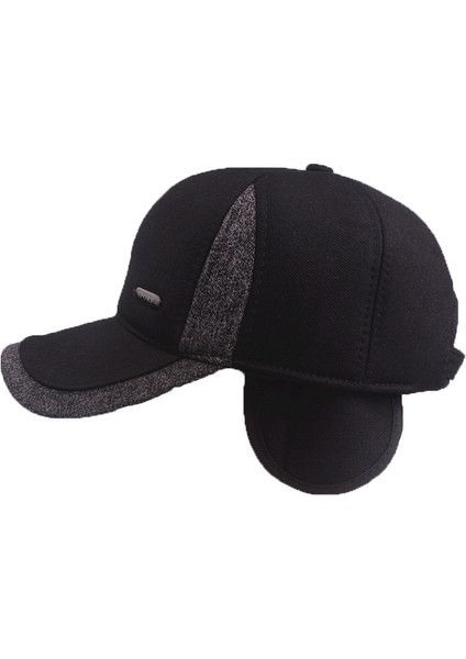 Siyah Kış Erkekler Beyzbol Şapkası Pamuklu Kap Kulak Kapağı Snowcap Snapback Şapka Erkekler Içın Beyzbol Şapkası Kemik Kamyon Şoförü Gorras (Yurt Dışından)