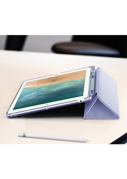 Apple Ipad Pro 12.9 2021 Uyumlu Origami Kalem Bölmeli Pu Deri Arkası Yumuşak Silikon Kılıf