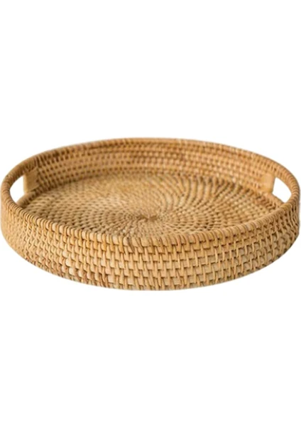 32x5cm Hasır Rattan Yuvarlak Depolama Tepsisi (Yurt Dışından)