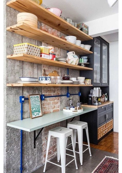 'tekli' Ahşap Duvar Rafı - Gizli Bağlantılı Duvara Monte 140 x 20 cm cm