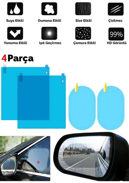 Araba Cam ve Aynası Için Yağmur Kaydırıcı Film (2 Adet) fiyatları