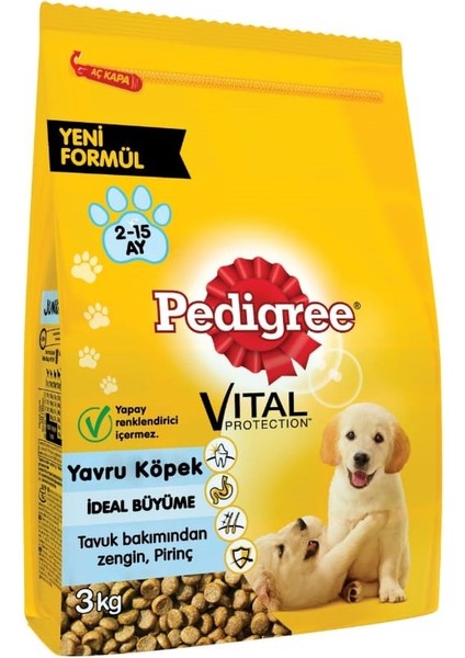 Kümes Hayvanlı ve Pirinçli Kuru (Junior) Yavru Köpek Maması 3 Kg.