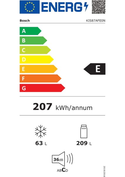 KIS87AFE0N 272 Lt Low-Frost Buzdolabı