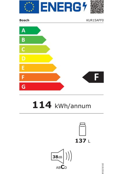 KUR15AFF0 137 Lt Ankastre Buzdolabı