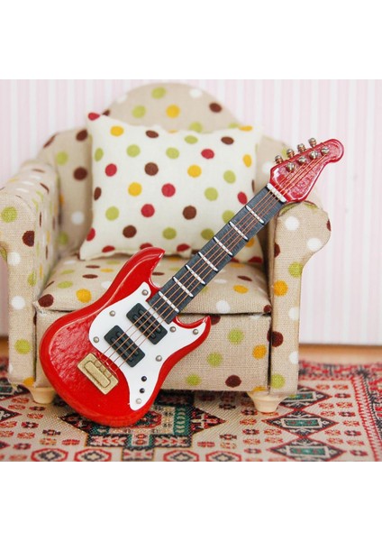 1/12 Bebek Evi Minyatür Müzik Enstrüman Kırmızı Elektro Gitar (Yurt Dışından) fiyatları