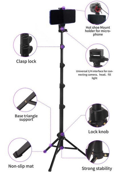 Mt-36 Tripod 171 cm 360 Derece Dönebilen Başlık 4 Kademeli Yükselik Ayarı