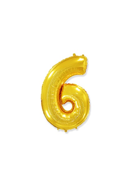 6 Rakamı Altın Folyo Balon 34 Inch 86 cm