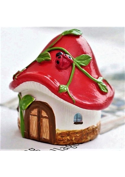 3 Boyutlu 39mm Şirinler Mantar Ev Uğur Böceği Sarmaşık Silikon Kalıp K-258, Taş Tozu Alçı Mum Kalıbı