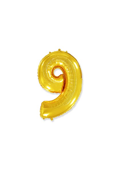 9 Rakamı Altın Folyo Balon 34 Inch 86 cm