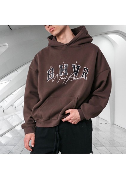 Kapüşonlu 4 Iplik Pamuk Dokuma Tam Kışlık B.h.v.r Baskılı Oversize Yeni Stil Erkek Sweatshirt