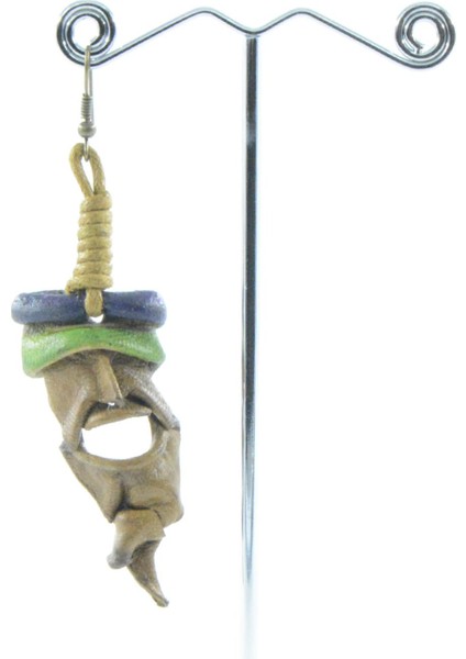 Mask Laci Yeşil Deri Küpe