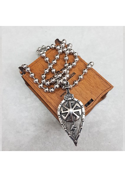 TS001414 - 316 L Viking (6 Mm) Paslanmaz Çelik Erkek Kolye