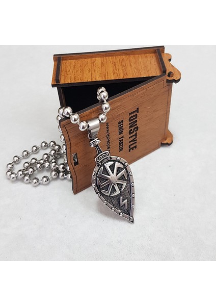TS001414 - 316 L Viking (6 Mm) Paslanmaz Çelik Erkek Kolye modelleri