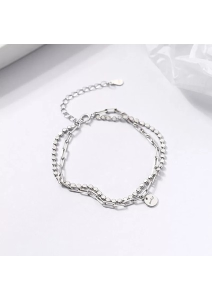 TS000732 - 2'li Ince Zincir 925 Ayar Gümüş Kadın Bileklik
