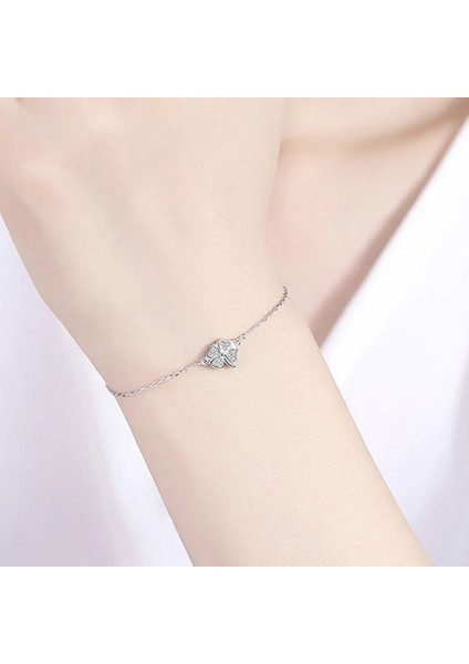 TS000206 - Yonca Yaprağı Figürü 925 Ayar Gümüş Kadın Bileklik