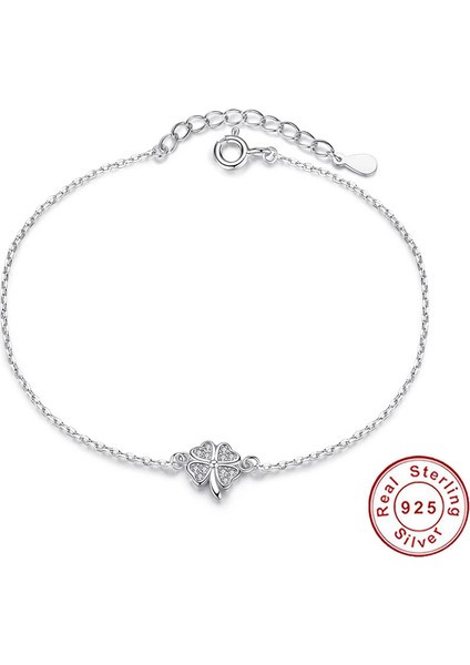 TS000206 - Yonca Yaprağı Figürü 925 Ayar Gümüş Kadın Bileklik