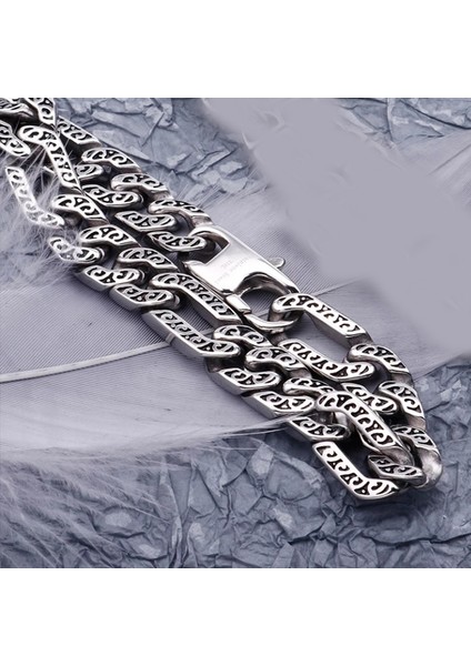 TS001387 - 316 L Desenli 11 mm Genişlik Paslanmaz Çelik Erkek Bileklik
