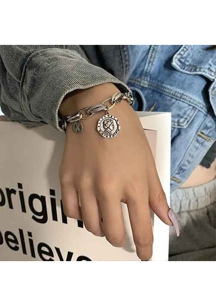 TS000811 - Şans Parası 925 Ayar Gümüş Kadın Bileklik