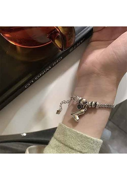 TS000836 - Kristal Taşlı Çapari 925 Ayar Gümüş Kadın Bileklik fırsatları