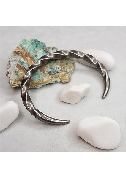 TS000803 - Açık Manşet Antik Eskitme Paslanmaz Çelik Erkek Bileklik