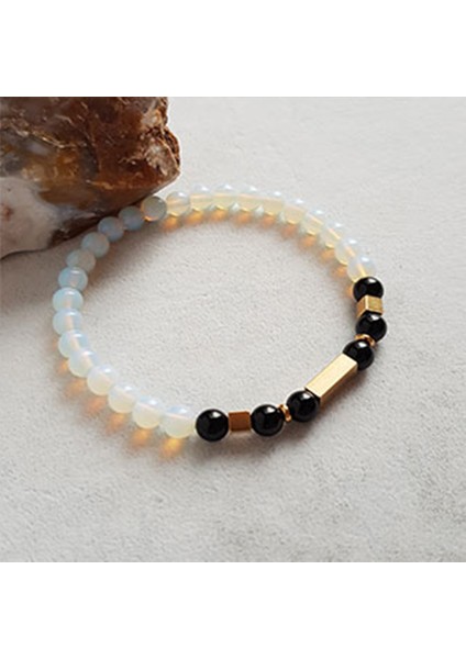 TS000600 - Opal Oniks Doğal Taş, Mini İsimlik El İşi/Tasarım Erkek Bileklik modelleri