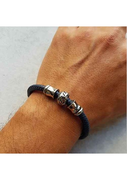 TS000840 - Gerçek Deri Deri El İşi/Tasarım Erkek Bileklik