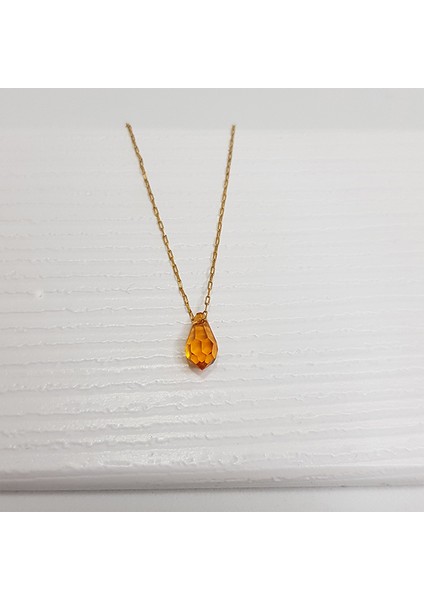 TS001438 - Majestik Topaz Orijinal Swarovsky Paslanmaz Çelik Kadın Kolye