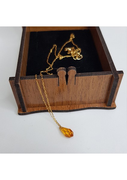 TS001438 - Majestik Topaz Orijinal Swarovsky Paslanmaz Çelik Kadın Kolye