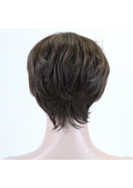 Kadınlar Düz Kısa Doğal Peruk Tarzı Pixie Cut Sentetik Saç Kahverengi Kadınlar Içın Isıya Dayanıklı Saç Peruk fırsatları
