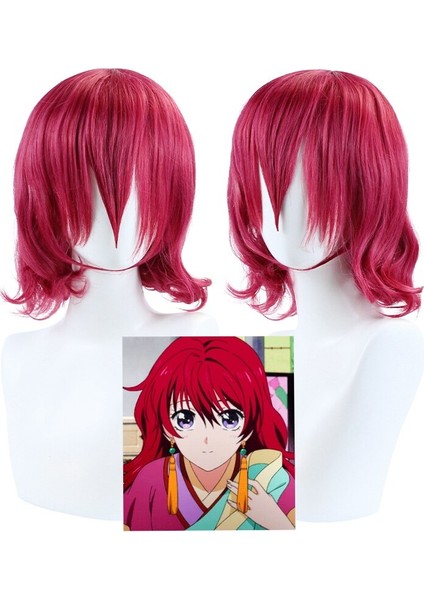 Saç Akatsuki Hiç Yona Yona Cosplay Peruk Kısa Gül Kırmızı Kıvırcık Isıya Dayanıklı Sentetik Saç Peruk Peruk Kap fiyatları