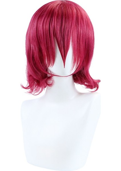 Saç Akatsuki Hiç Yona Yona Cosplay Peruk Kısa Gül Kırmızı Kıvırcık Isıya Dayanıklı Sentetik Saç Peruk Peruk Kap modelleri