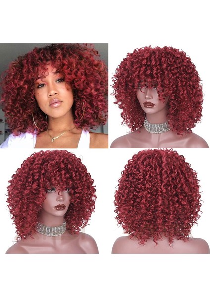 Siyah Kadınlar Içın Kafa Bandı Sentetik Peruk Afro Kinky Kıvırcık Peruk Kısa Kabarık Siyah Peruk Lük Kullanım Içın Isıya Dayanıklı Saç(Yurt Dışından)