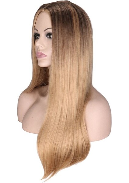 Uzun Düz Sarışın Peruk Orta Kısmı Afrikalı Amerikalı Kadınlar Içın Isıya Dayanıklı Saç Sentetik Peruk Doğal Peruk(Yurt Dışından) modelleri