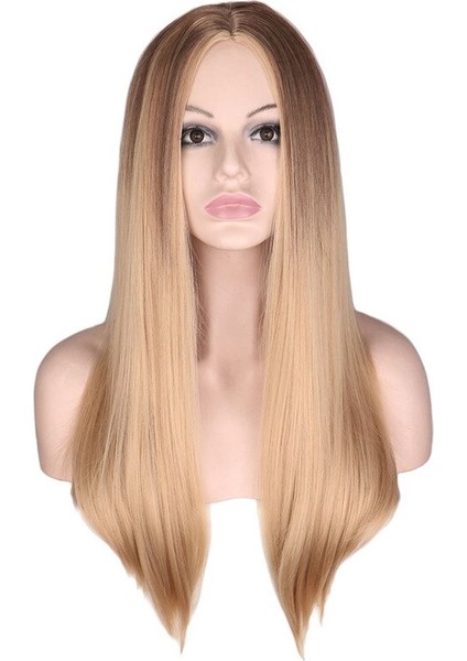 Uzun Düz Sarışın Peruk Orta Kısmı Afrikalı Amerikalı Kadınlar Içın Isıya Dayanıklı Saç Sentetik Peruk Doğal Peruk(Yurt Dışından) fırsatları