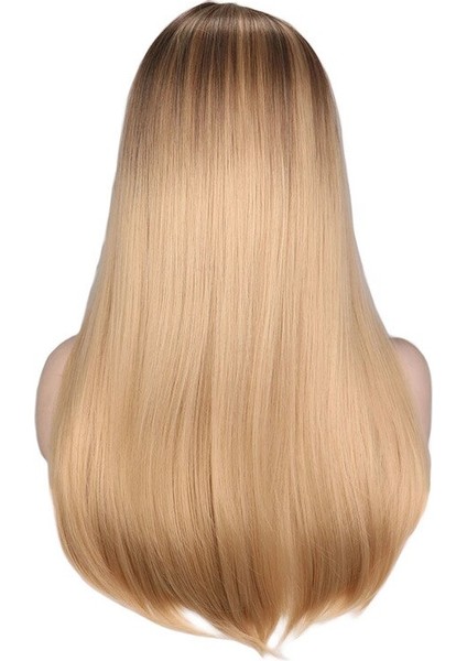 Uzun Düz Sarışın Peruk Orta Kısmı Afrikalı Amerikalı Kadınlar Içın Isıya Dayanıklı Saç Sentetik Peruk Doğal Peruk(Yurt Dışından) indirimleri