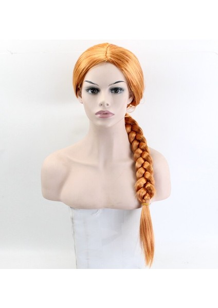 Fiona Peruk Uzun Düz Cosplay Peruk Sentetik Saç Turuncu Renk 24 Inç