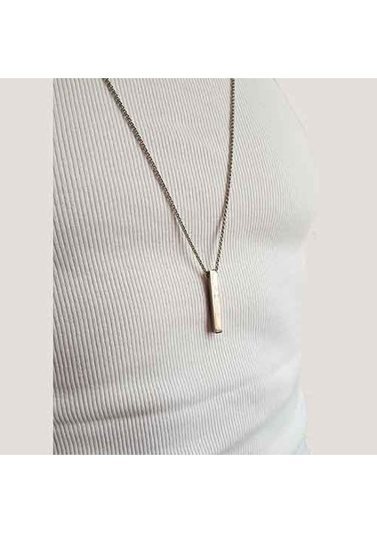 TS000917 - Cuboid Dikey Bar Charm Paslanmaz Çelik Erkek Kolye